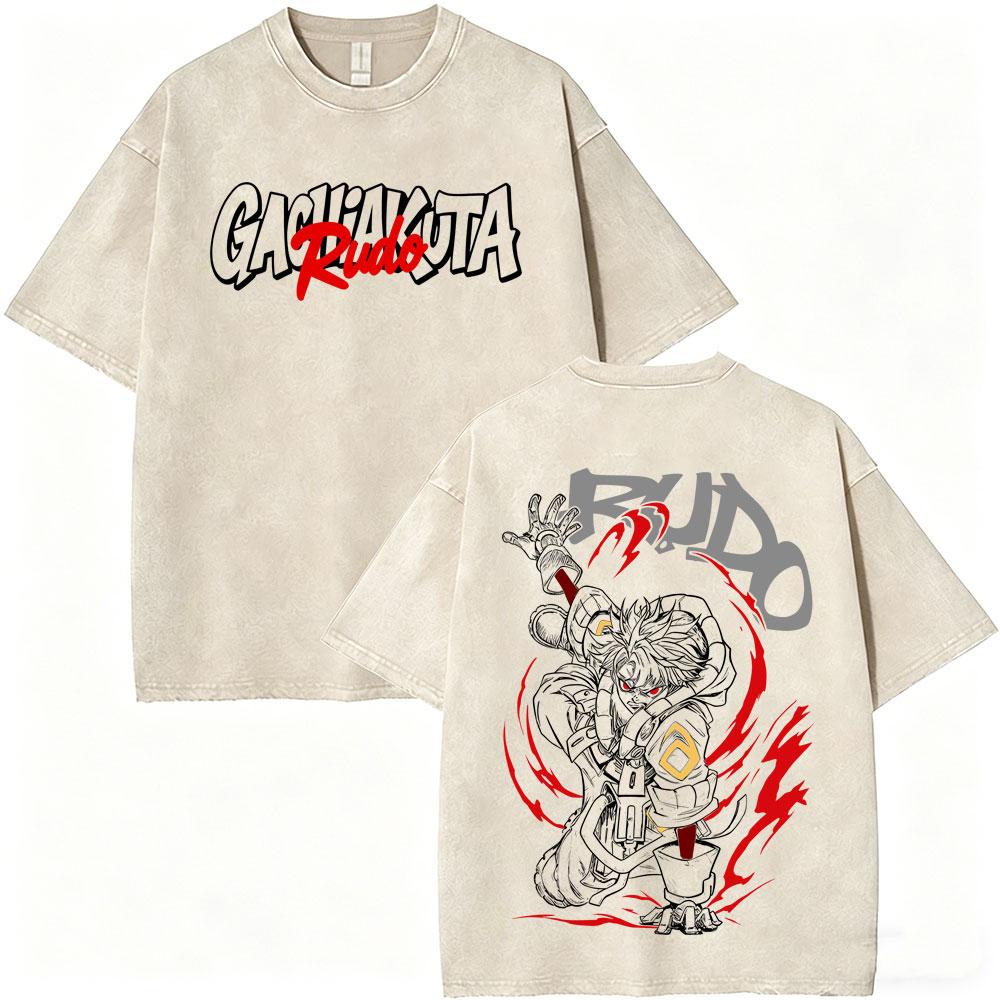 Camisetas Vintage Lavadas de Anime Gachiakuta Rudo Zanka Enjin para Hombre y Mujer, Camiseta Oversize de Manga, Ropa Urb 2075