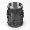 Baphomet Mug Tankard Stainless Steel Resin 3D Baphomet Pentagram Sabbatic Gothic Wicca Pagan Horn Beer Tankard Cup Mugs 600ml