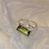 Grandmother Green Silver Ring Personality Zircon Super Flash Open Ring Index Finger Ring