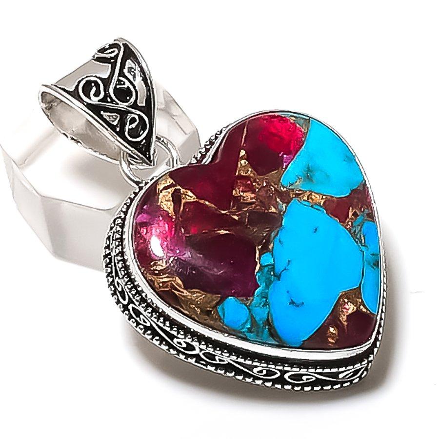 Natural Spiny Oyster Gemstone 925 Sterling Silver Jewelry Pendant 1.89  ETC-13879