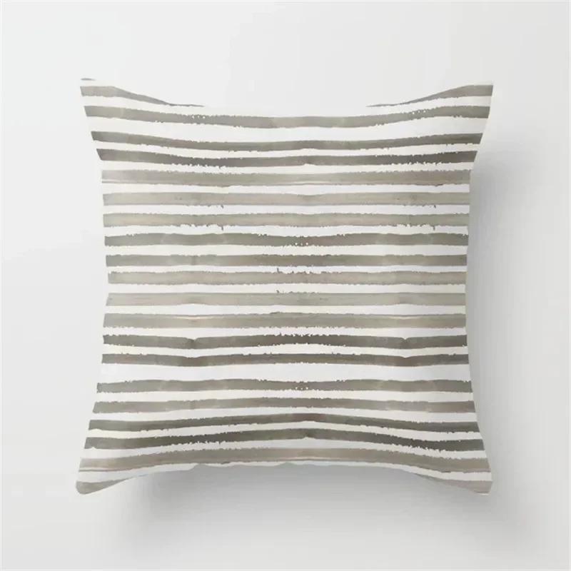 Nordic Stripes Geometric Cushions Cover  Black White Grey Polyester Pillowcase Sofa Car Home Decorative Pillow Case