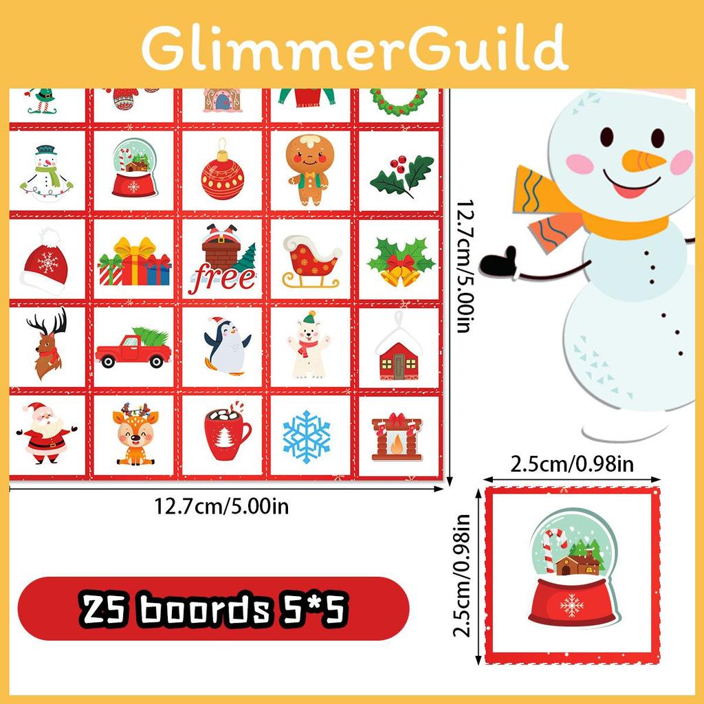 Christmas Party Bingo Game Kit With Snowman Cards For Family Gatherings