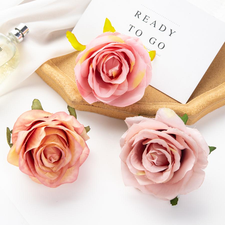 100Pcs Artificial Flowers Wholesale Wedding Garden Rose Arch for Home Decoration Accessories Party Scrapbooking Christmas Wreath