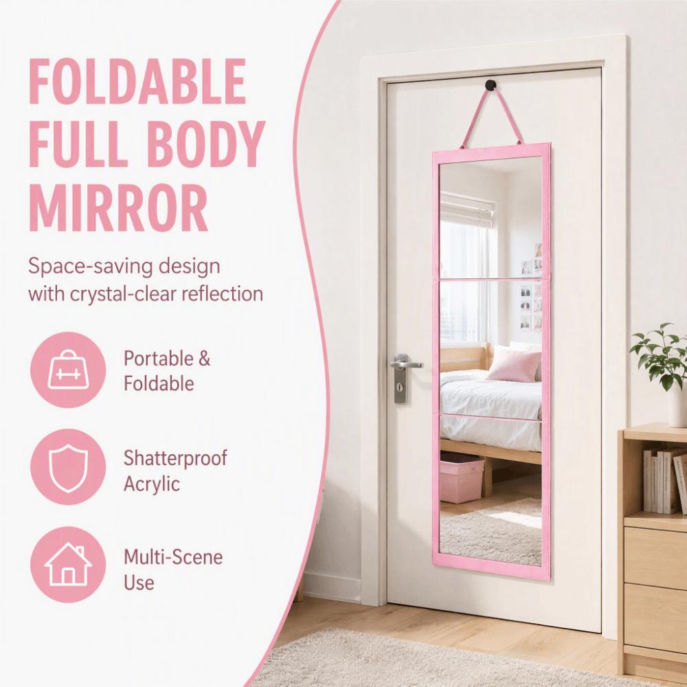 Foldable Travel Mirror Shatterproof Makeup Mirror Makeup Mirror Full Body Mirror Dormitory