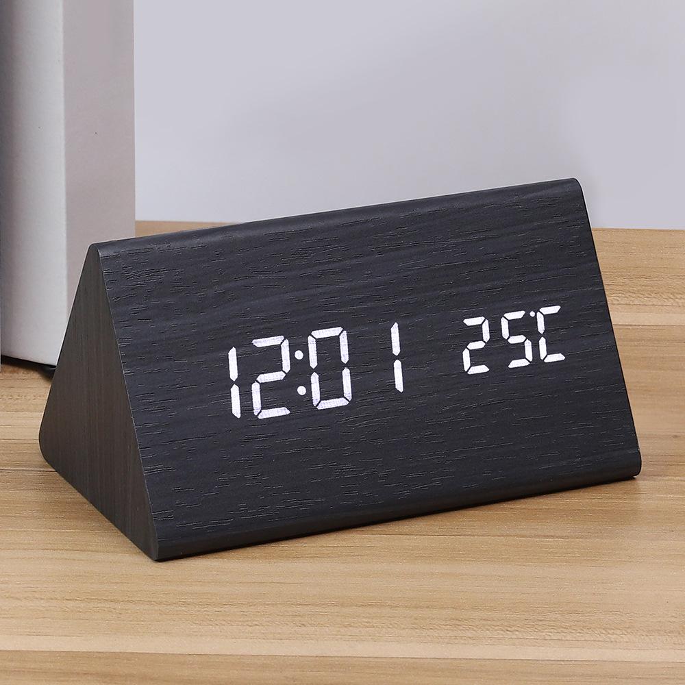 LED Wooden Alarm Clock & Thermometer - Digital Electronic Gift