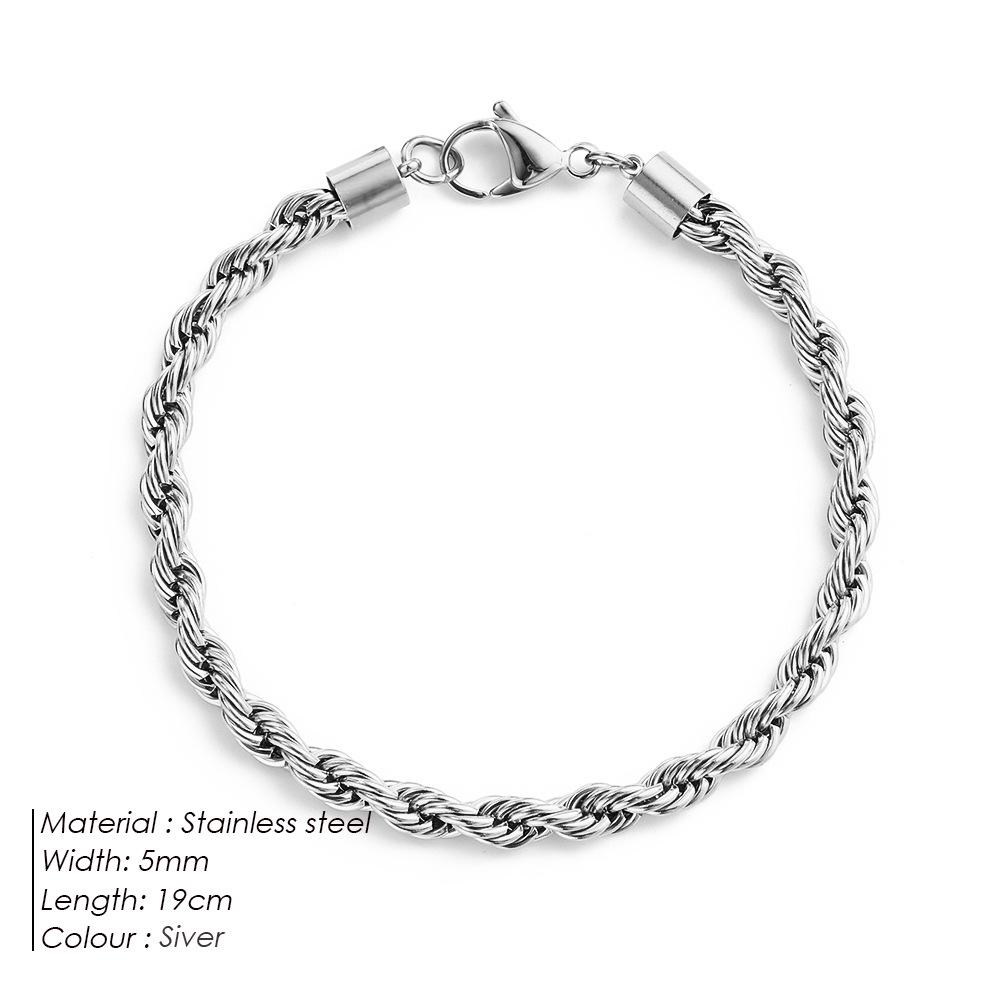 eManco Women's Gold Twist Chain Bracelet - Hip Hop Punk Stainless Steel Jewelry