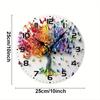 Butterfly Tree Wooden Round Silent Hanging Wall Clock, Suitable For Living Room, Office, Study Room, Bedroom, Home Decoration