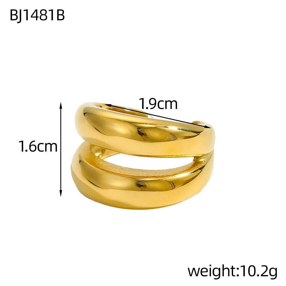 CARLIDANA New Chunky Rings Waterproof Non Tarnish Chunky Heart Stainless Steel Big Gold Plated Open Geometric Rings for Women