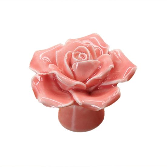 

Керамічна дверна ручка у формі троянди Стійкість до корозії Елегантна вінтажна керамічна ручка з квітковими трояндами рожевий