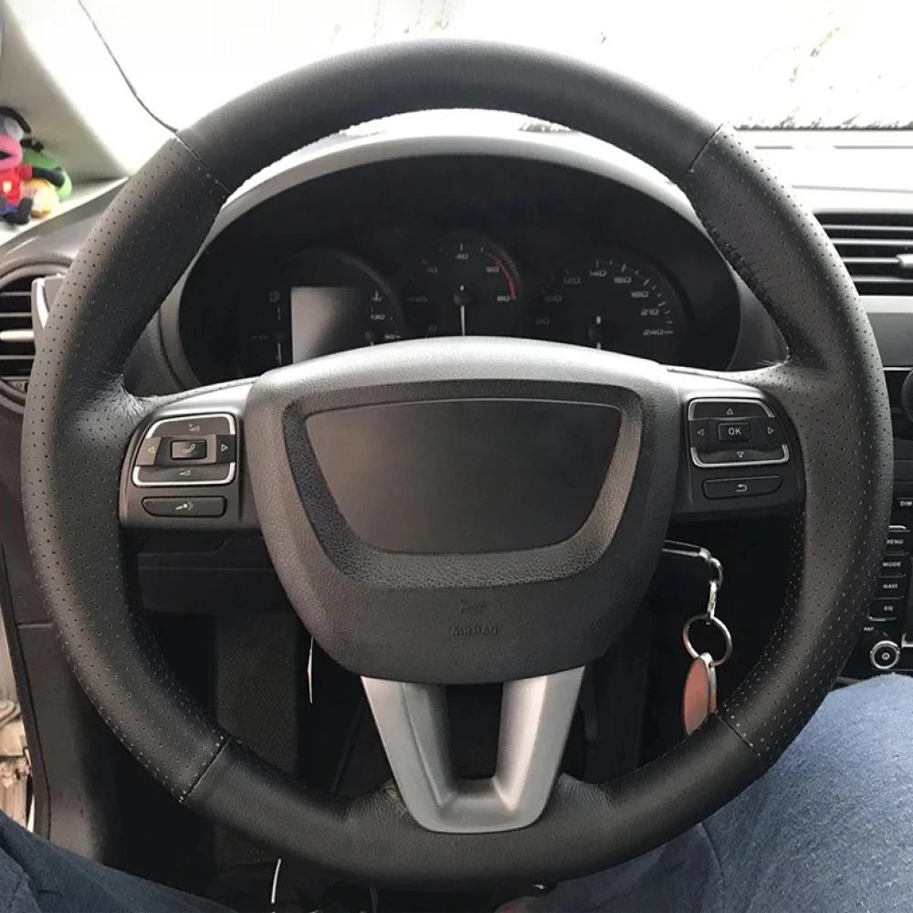 Gzcr6 Customized DIY Car Steering Wheel Cover For Seat Leon Alhambra Toledo 2011 2010 2012 Leather Braid For Steering Wheel