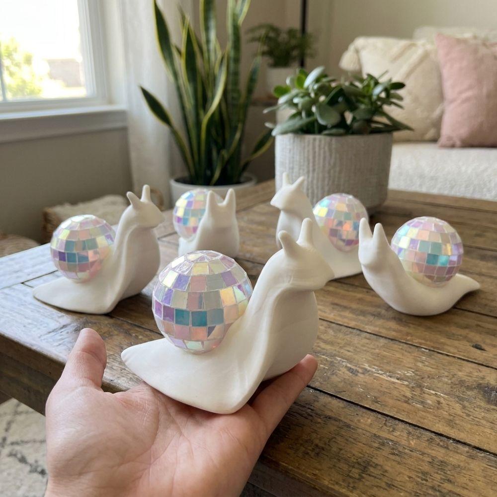 Retro Style Snail Disco Ball Sun Catcher Miniature Snail Desktop Ornaments Bedroom