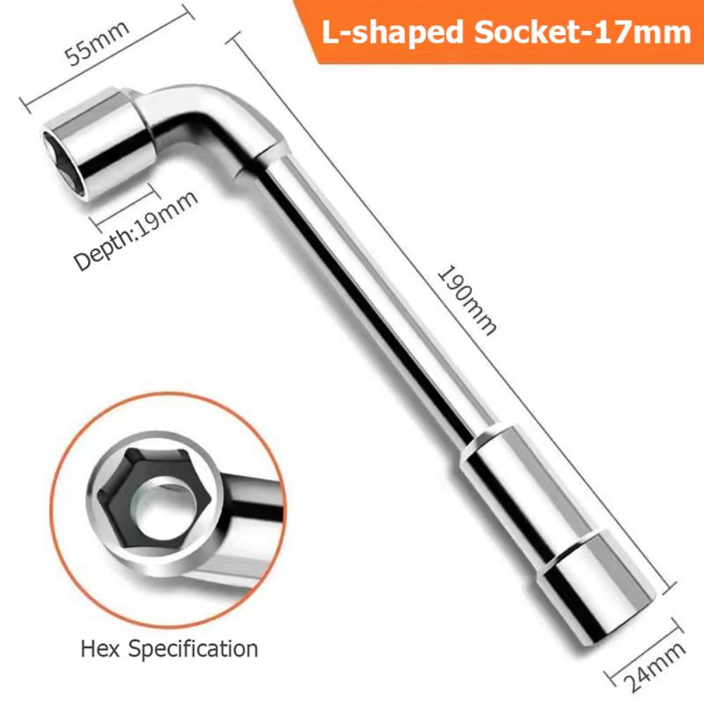 Chrome-vanadium Steel L-shaped Socket Wrench 6-19mm Hex Adapter Spanner Practical Hand Tool