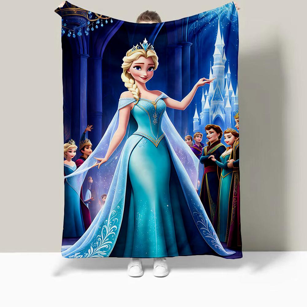 Frozen Elsa Cartoon Printed Blanket Oversized Bedding Sofa Soft Travel Warm Flannel Bedroom Blanket Children Girls Gift