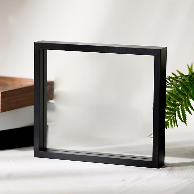 1 Pc 7-Inch Square Double-Sided Glass Picture Frame - Ideal for Displaying Dry Paintings and Leaves.European Style Wooden DIY Photo Frame for Tabletop