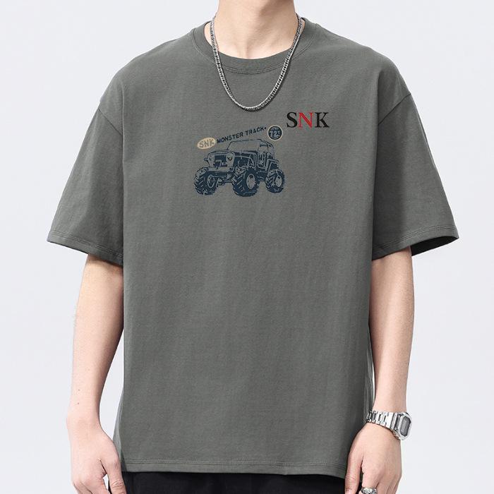 Updated Summer Mens Round Neck Printed Short-sleeved T-shirt Thin Everyday Youth Half-sleeved Top S