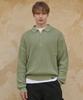 ESN Punched Collar Neck Half-Zip Knit Olive