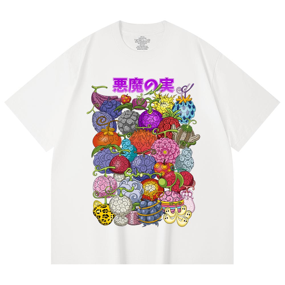 230 Gsm 100% Cotton One Piece V52 Devil Fruits Print Unisex Heavy Cotton T Shirt