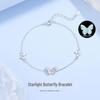 Tichia Starlight Butterfly Bracelet: Women's S925 Sterling Silver with Enamel Luminous Purple Butterfly Design.