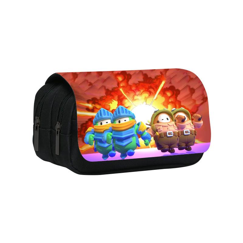 Fall Guys Pencil Case Double Layer Cartoon Stationery Bag For Students And Kids
