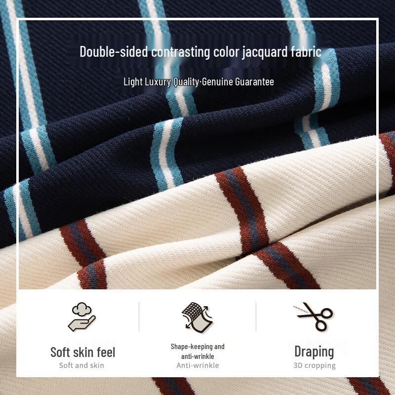 MONTAGUT Men's Striped Long-Sleeve Polo Shirt