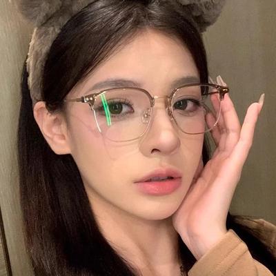 Anti-Blue Light Glasses Men Fashion Rectangle Semi Rimless Eyewear For Women Office Computer Goggle