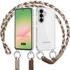 Custodia per Samsung Galaxy A56 5G, Rigida Sottile Antiurto Trasparente con Tracolla Marrone