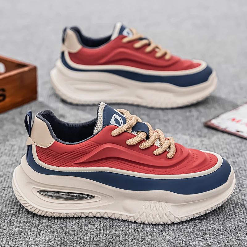 Fashion Chunky Sneaker Plus Size 45 46 47 48 Men Designer Sport Shoes Fashion Casual Leather Fabric Height Increased Flat Platform Shoes