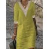 Damenmode, lässig, einfarbig, bedruckt, 1/2 Ärmel, V-Ausschnitt, schmale Kleider