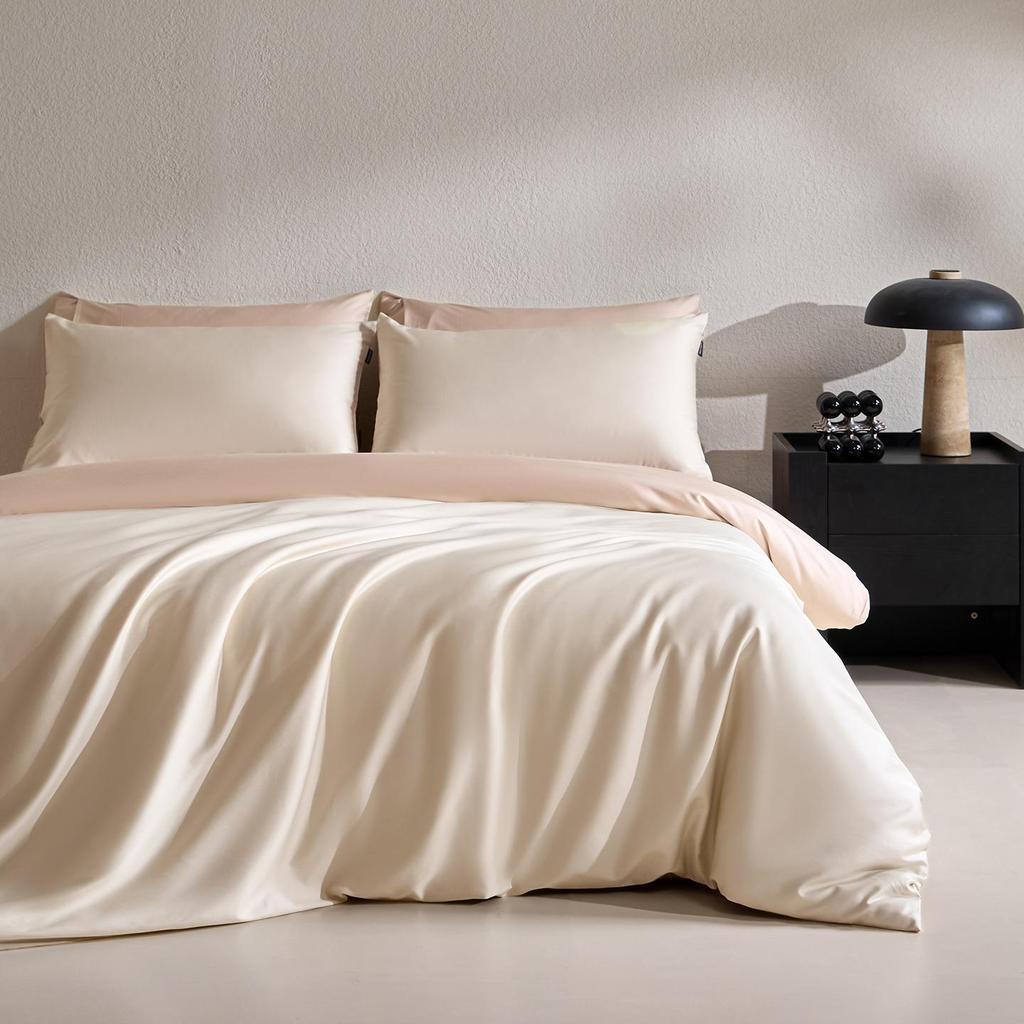 50s Double-Strand Xinjiang Long-Staple Cotton Sateen Solid Color Luxury Bedding Set (4-Piece)