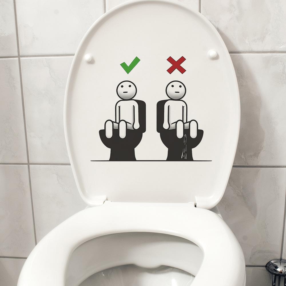 Whimsical Toilet Manners Sticker Bathroom Etiquette Guide Removable Waterproof Decal