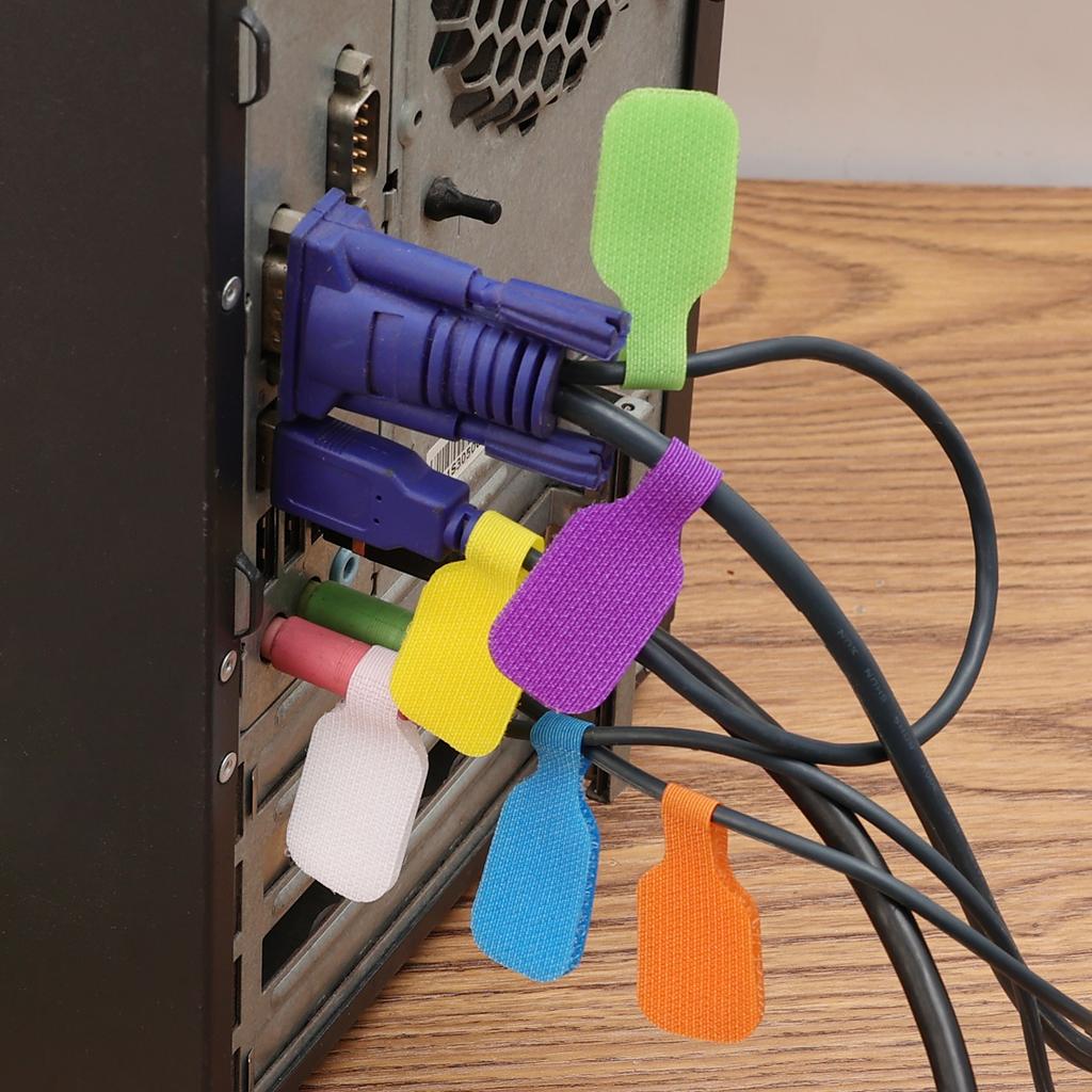 5-50Pcs Nylon Charging Data Cable Labels Strap Hook Loop Writable Wire Label For Electrical Line Organize Cord Office Cable Winder