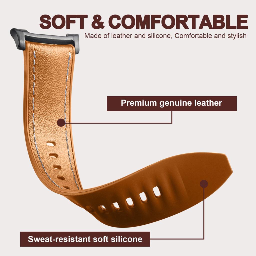 Compatible Leather & Silicone Strap for Samsung Galaxy Watch 8/8 Classic