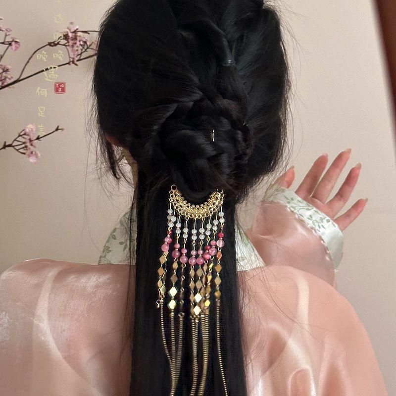 Retro Long Tassel U-Shaped Hairpin Women'S Chinese Style Hair Accessories Step-Vibrating Hairpin Hanfu Headwear