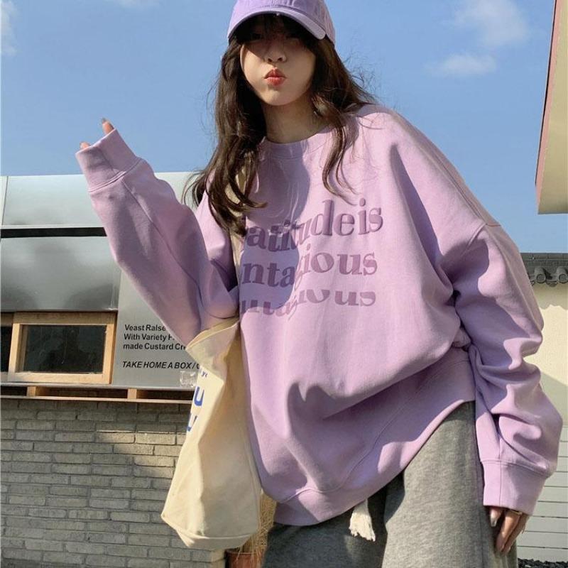 Vrouwen Lange Mouw O Hals Losse Truien Vrouwelijke Tops Effen Kleur Sweatshirts