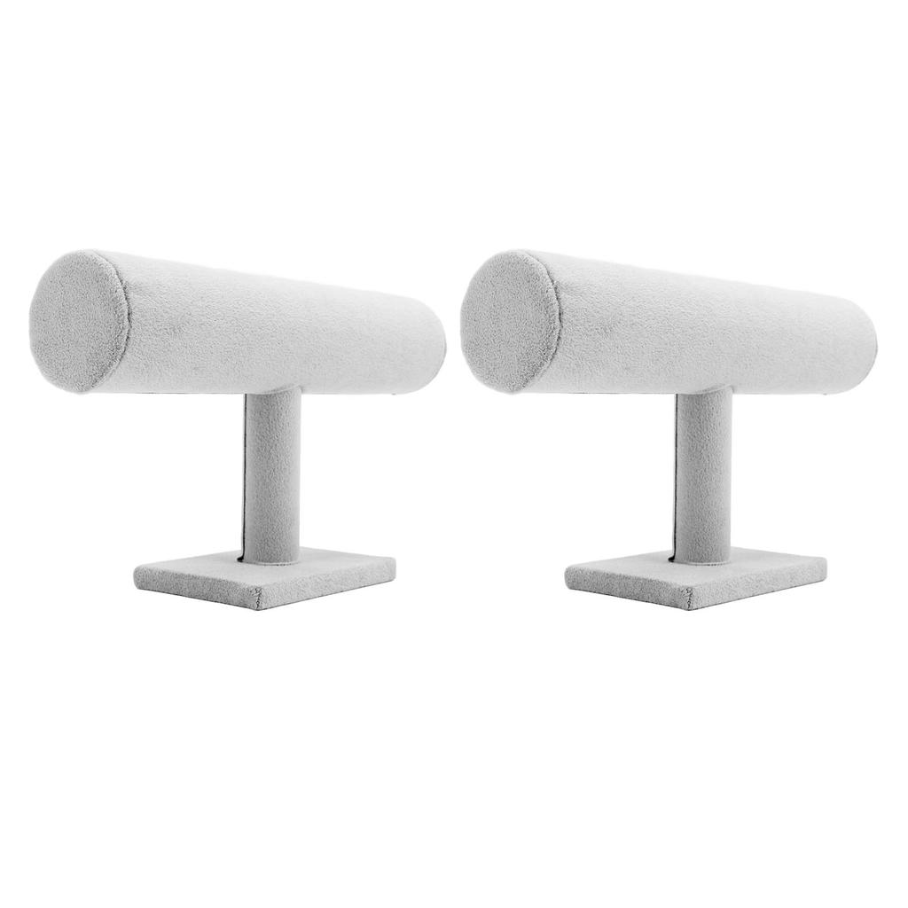 2er Pack Samt T-Bar Armbandhalter Organizer Schmuckaufsteller Scrunchie Haargummis Uhrenständer Für