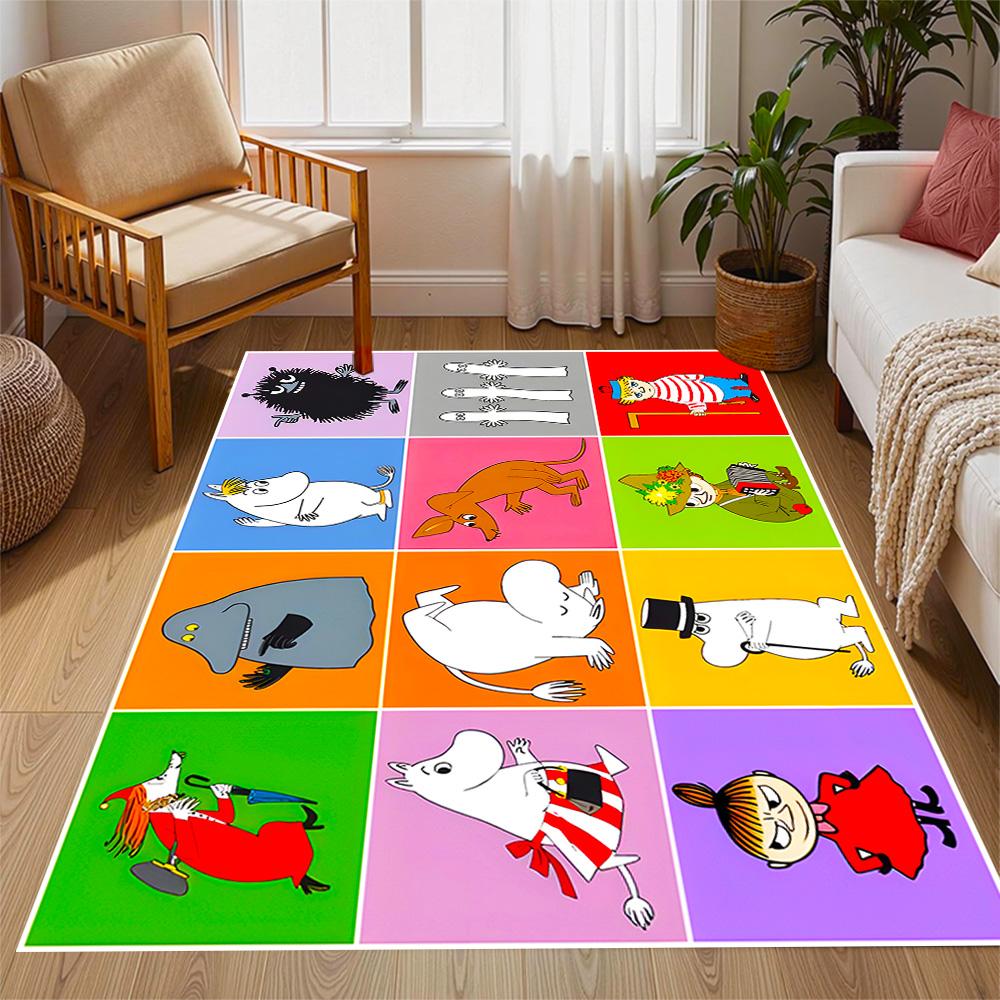 Tappeti Antiscivolo a Tema Avventura della Famiglia Moomin - Arredamento per la Casa in Poliestere, Adatti per Camere da Letto, Soggiorni, Ingressi, Studi e Decorazioni