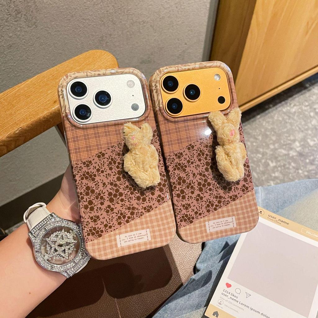 Karriertes Hasen Retro Handyhülle: Vollschutz, Stoßfest für Apple 17 Promax & 16 Pro