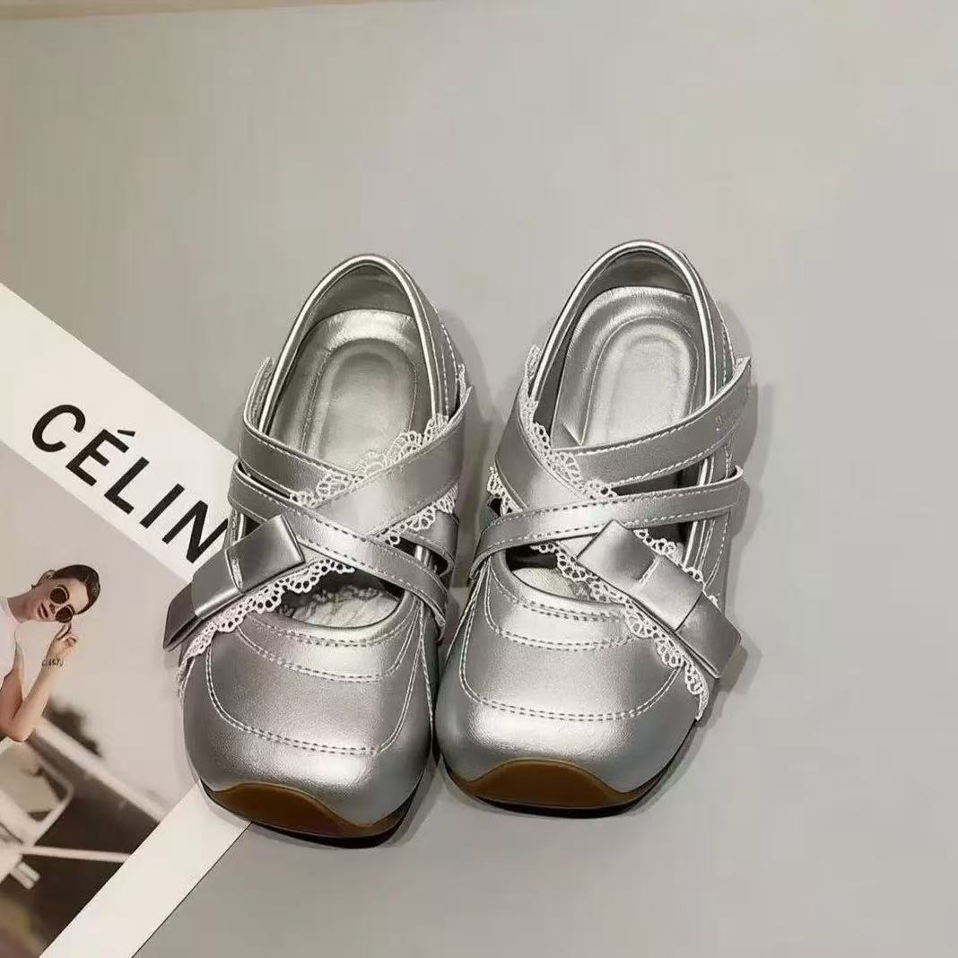 

Spring Autumn Girls Princess Shoes Mary Jane Leather White Soft Sole Kids Casual size 26 серебряный