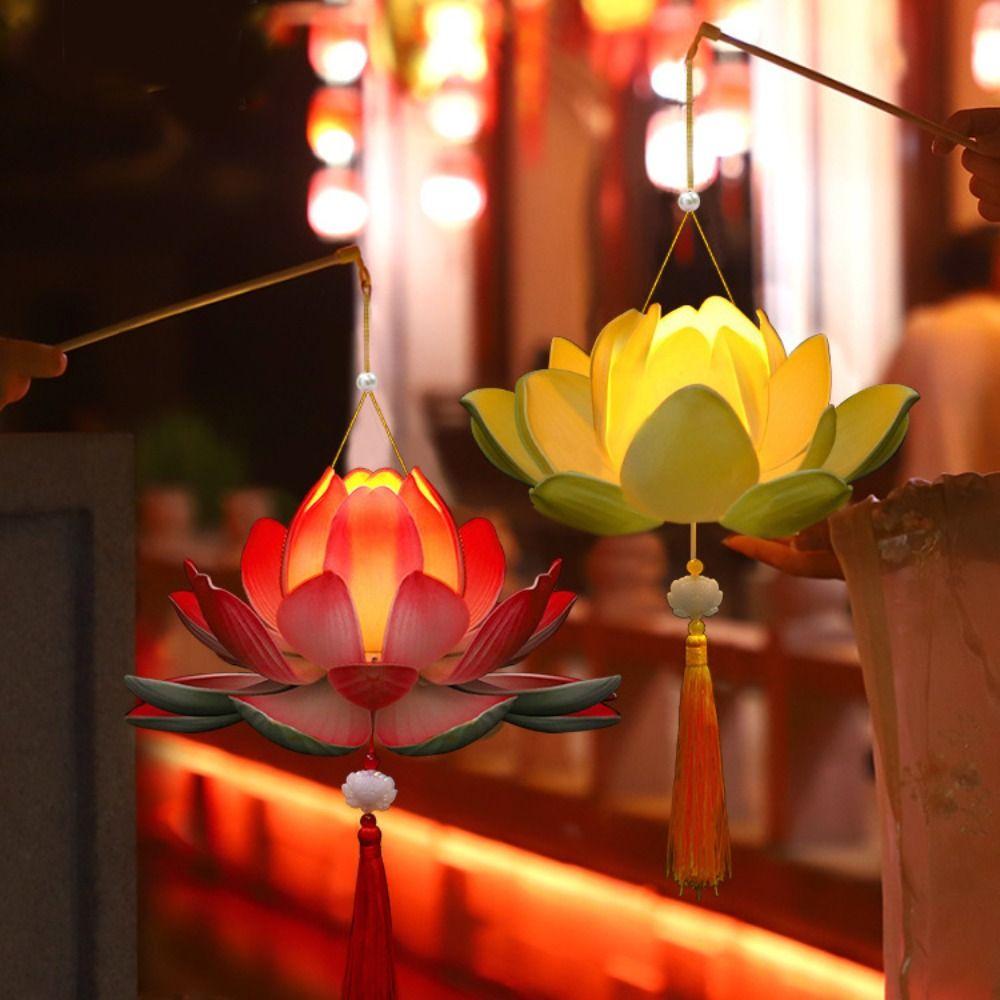 Paper Middle Autumn Festival Lantern 3D Mid Autumn Lotus Lantern  Women