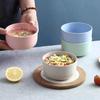 1pc Solid Color Wheat Straw Bowl Fruit Vegetable Dessert Rice Bowl Lightweight Food Bowls Household Kitchen Dining Tableware