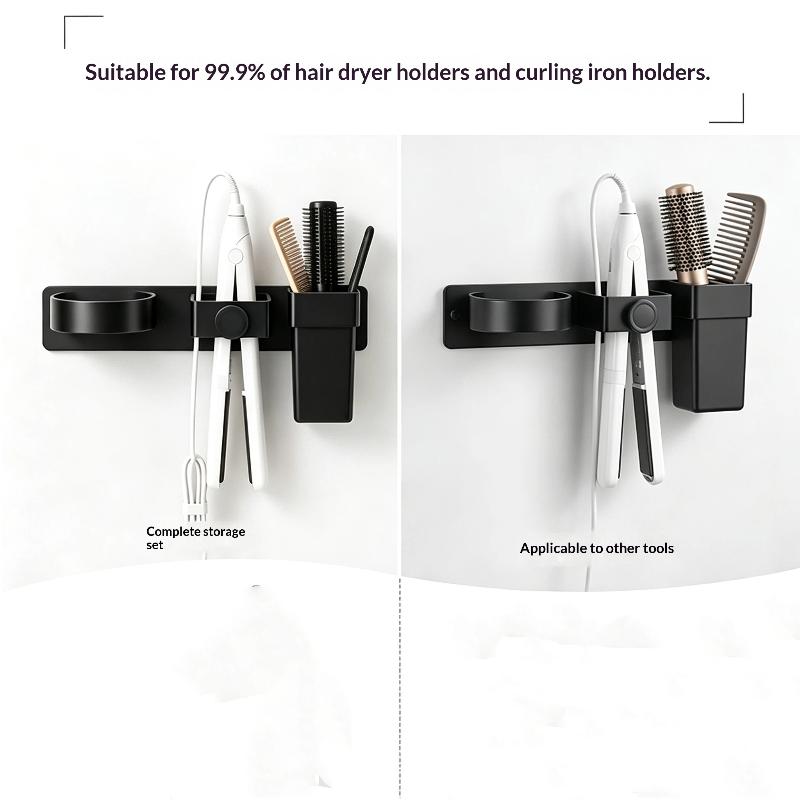 Hair Dryer Holder Wall Mount Hair Straightener Curling Plastic Storage Rack Multifunctional Tools Organizer Bathroom