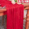 Valentýnská červená dlouhá stolní běžka Svatba Večírky Bankety Nevěsta Baby Shower Vánoční dekorace Boho Tyl Polyester Gáza