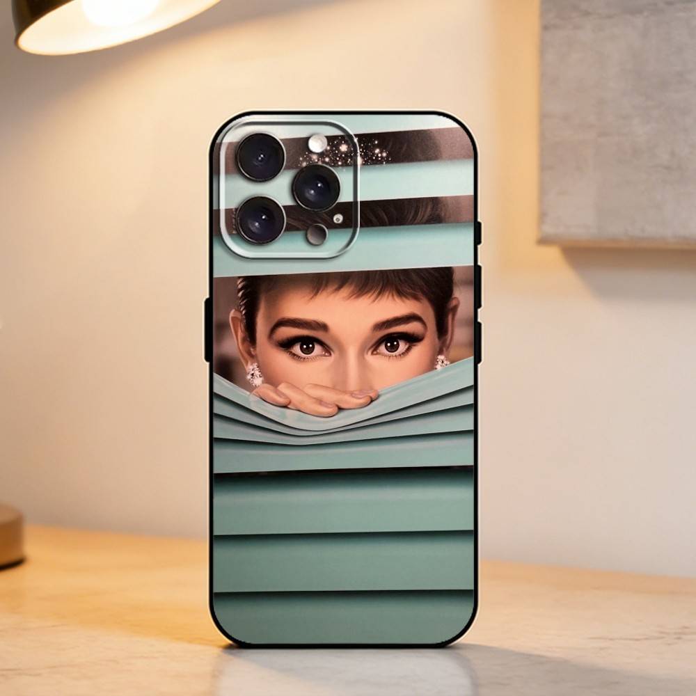 Actress A-Audrey Hepburn    Phone Case For iPhone 17,16,15,14,13,12,11 Plus,Pro Max,XS,Soft Silicone Black Cover