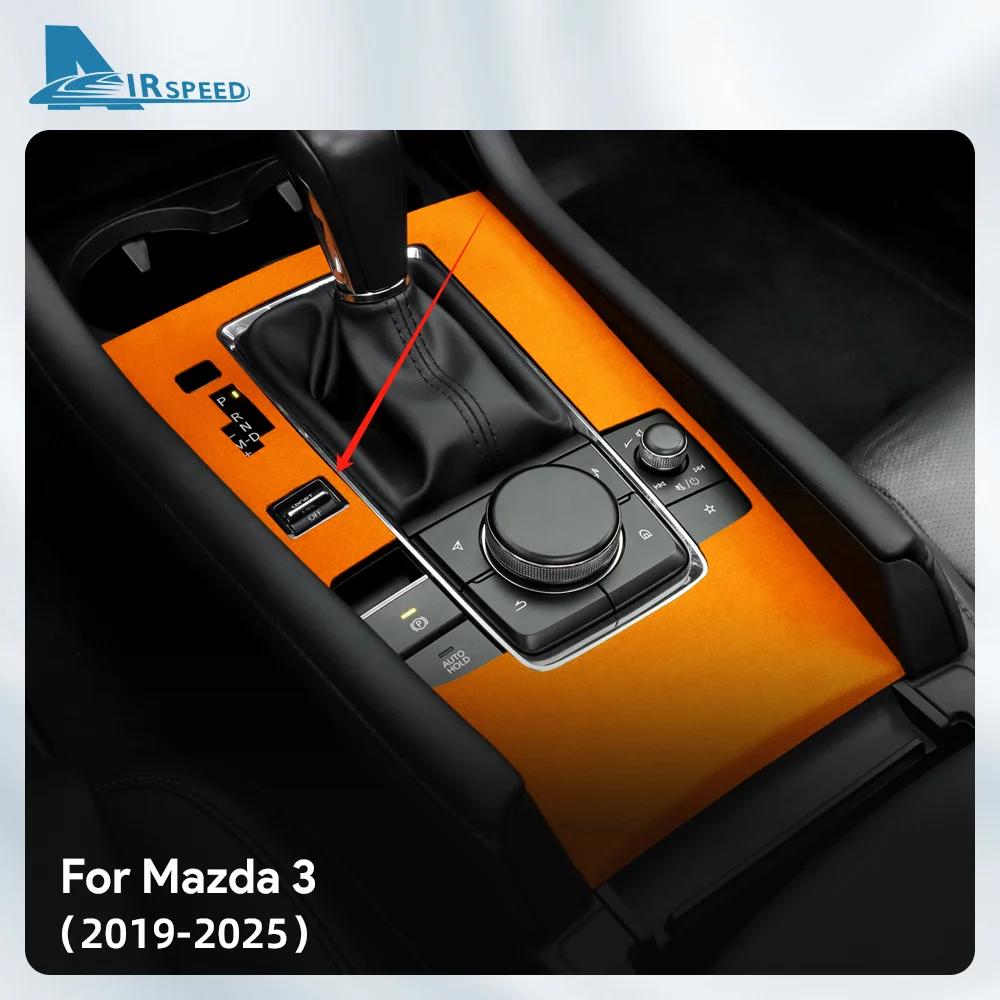 BDN1 Adesivo Decorativo Superiore in Camoscio per Mazda 3 Axela BP 2019 2020 2021 2022 2023 2024 2025 Pannello Cambio Automatico Auto con Pulsante Sportivo
