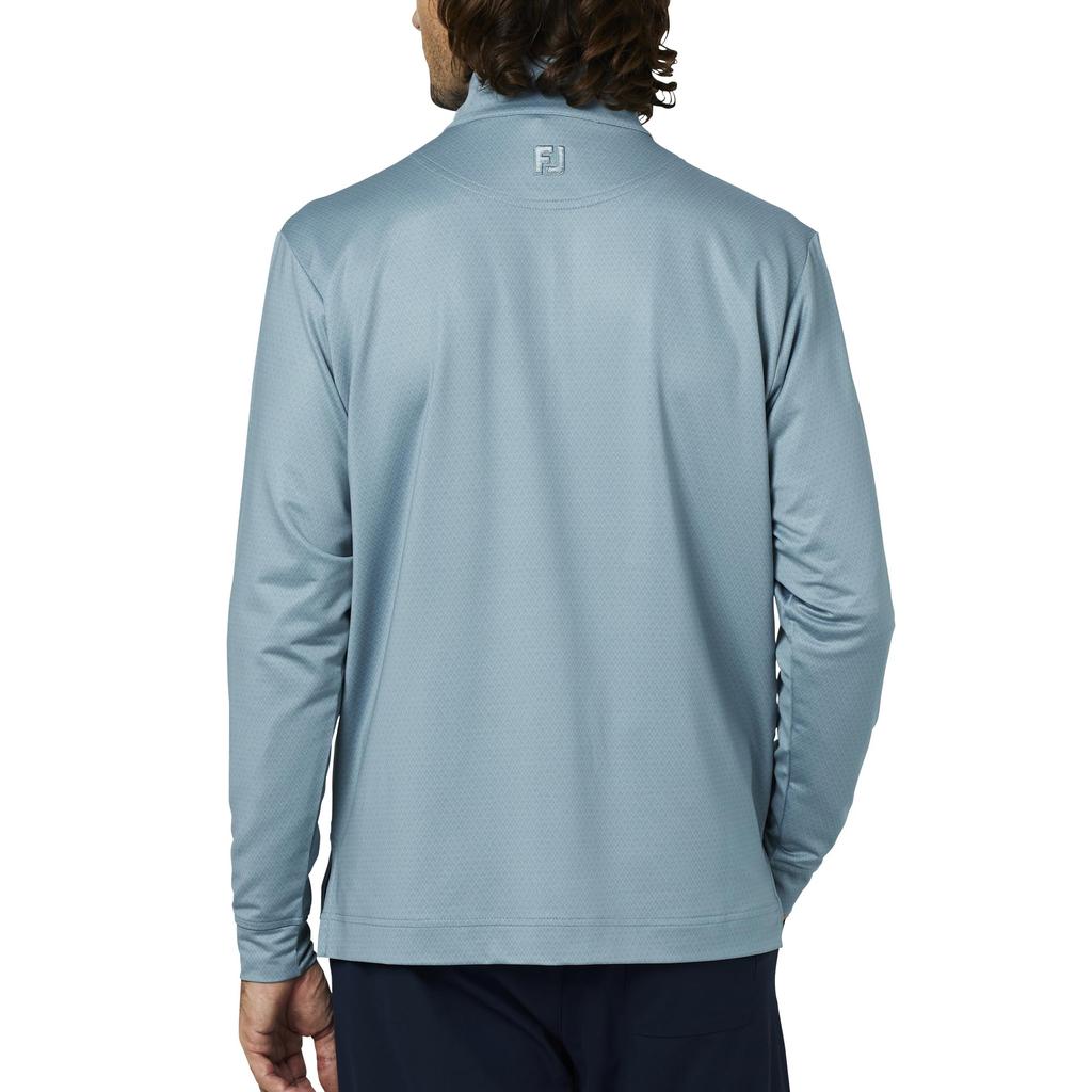 FootJoy Tonal Diamond Print Pullover Golf Steel Size M Men's Quarter-Zip Shirt, Blue, (FJ-F25-M10, 38560-M)