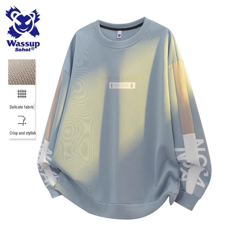 Wassup Sohot Men's Casual Long Sleeve Round Neck Sweatshirt