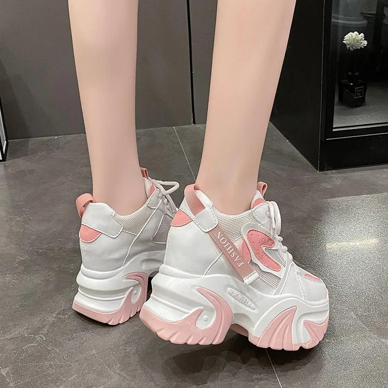 Fashion 2024 Women High Platform Sneakers New Summer Spring Non-slip breathable Shoes 10CM Thick Sole Casual Shoes Dad Sports Sneakers