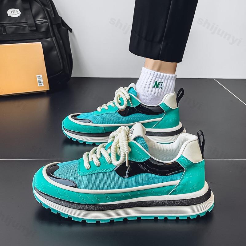 Mode Herrenschuhe 2025 Sommer Casual Sportschuhe Modetrend Vielseitige Dickbesohlte Bequeme Leichte Schnür-Plateau-Sneakers