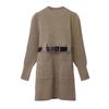 Plus Size Women's Korean-Style Fashion Knitted Dress: Autumn/Winter Waist-Slimming, Figure-Flattering Trend.