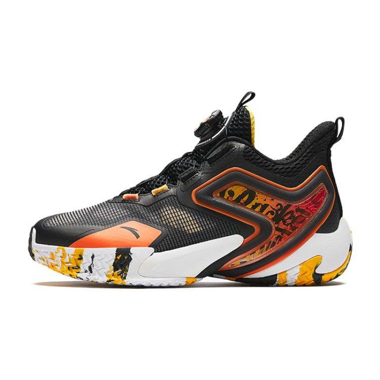Anta Comfortable And Stylish Low-Top Basketball Shoes Men Sneakers Black Yellow Orange 312341112-2